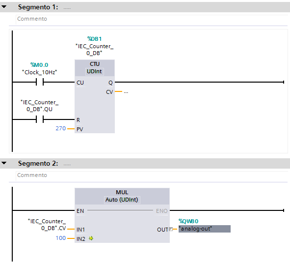 uscita analogica con rampa di tensione